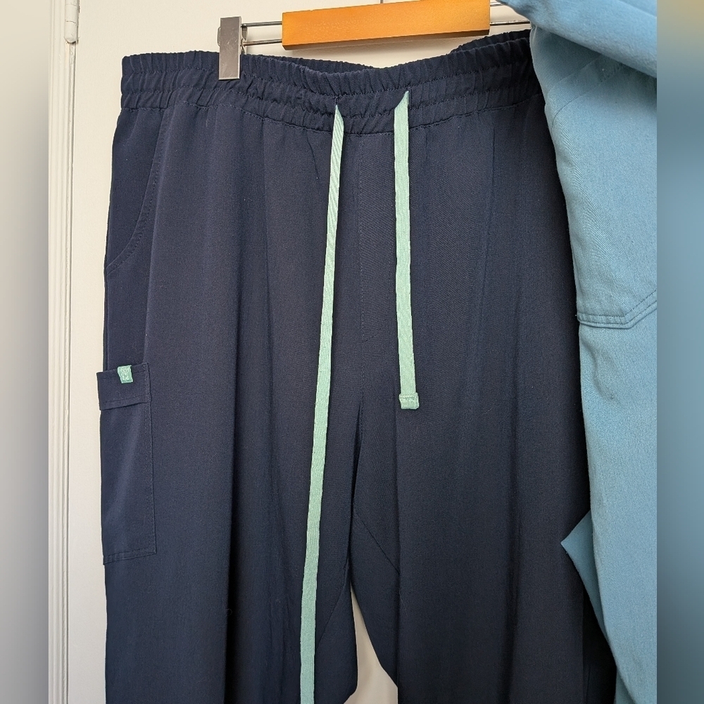 BUNDLE GARDE MALADE Scrub Pants Size 3XL Tall Turquoise And Navy Blue Loose Fit - Picture 4 of 12